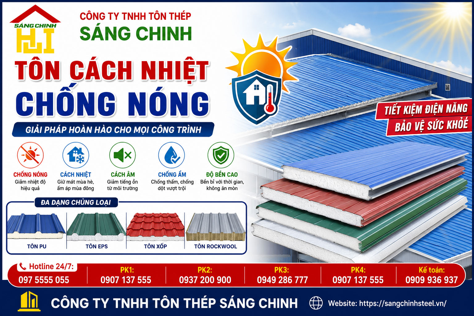 Tôn cách nhiệt chống nóng tại Sáng Chinh STEEL