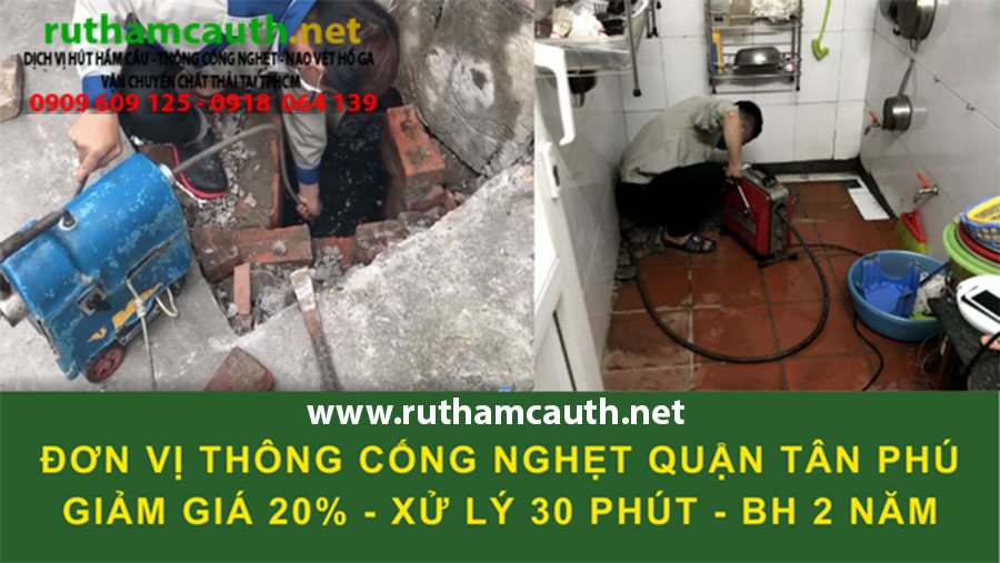 Dịch vụ thông cống nghẹt Tân Phú máy móc hiện đại